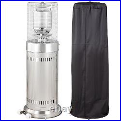 10KW Outdoor Gas Patio Heater with Wheels Dust Cover, 46 x 46 x 137, Silver