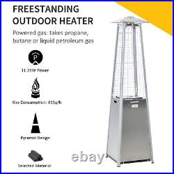 11.2KW Outdoor Patio Gas Heater Freestanding Pyramid Heater with Regulator, Hose