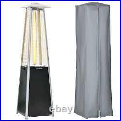 11.2KW Outdoor Patio Gas Heater Standing Pyramid Propane Heater Tower Wheels