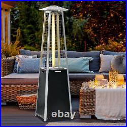 11.2KW Outdoor Patio Gas Heater Standing Pyramid Propane Heater Tower Wheels