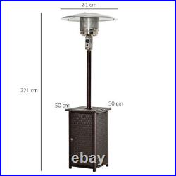 12KW Gas Patio Heater Terrace Standing Wicker Rattan Heater with Tabletop