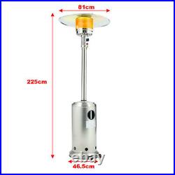 13KW Gas Patio Heater Stainless Steel Outdoor Garden Free Standing Moving Warmer