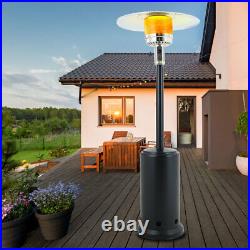 13KW Gas Powered Patio Heater With Wheels Garden Standing Stainless Steel Burner