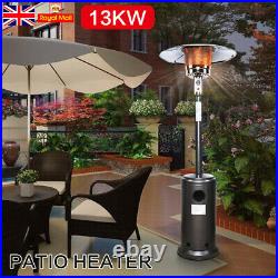 13KW Outdoor Garden Gas Patio Heater Standing Propane Heaters With Wheels Black