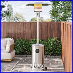 13KW Outdoor Gas Patio Heater with Wheels, Regulator, Hose Stainless Steel Stand