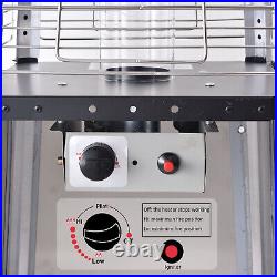 13KW Patio Gas Heater Pyramid Heater with Regulator Hose & Cover Sliver & Wheels