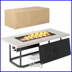 16 KW Propane Fire Pit Table Rectangular Outdoor Gas Fire Pit Stainless Steel