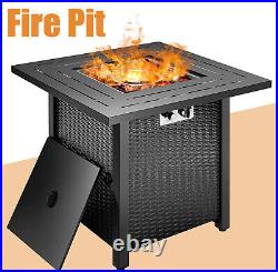 2022 Gas Fire Pit BBQ Firepit Brazier Square Table Stove Patio Heater Garden