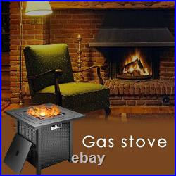 2022 Gas Fire Pit BBQ Firepit Brazier Square Table Stove Patio Heater Garden
