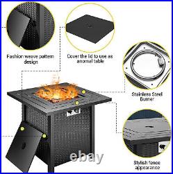 2022 Gas Fire Pit BBQ Firepit Brazier Square Table Stove Patio Heater Garden NEW