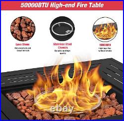2022 Gas Fire Pit BBQ Firepit Brazier Square Table Stove Patio Heater Garden NEW