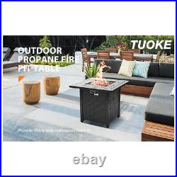 2022 UK Gas Fire Pit BBQ Firepit Brazier Garden Square Table Stove Patio Heater