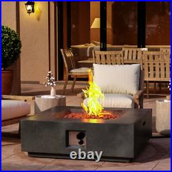 35in Square Table Gas Stove Propane Fire Pit Garden Patio Rocks Heater with Cover