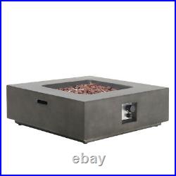 35in Square Table Gas Stove Propane Fire Pit Garden Patio Rocks Heater with Cover