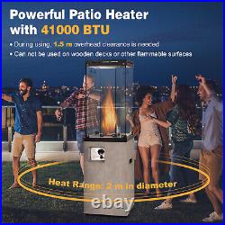 41,000 BTU Propane Patio Heater Windproof Tempered Glass Tube Gas Heater Mobile