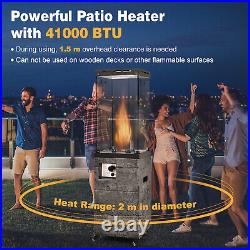 41,000 BTU Propane Patio Heater Windproof Tempered Glass Tube Gas Heater Mobile