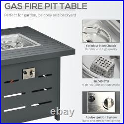 4 Seater Aluminium Garden Patio Furniture Set with Gas Firepit Table Chairs Grey