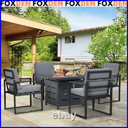 4 Seater Metal Patio Garden Furniture Set Gas Firepit Table Chairs Heater Grey