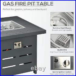 4 Seater Metal Patio Garden Furniture Set Gas Firepit Table Chairs Heater Grey