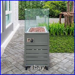 50000BTU Outdoor Gas Patio Heater with Wheels, 44 x 44 x 140cm, Silver