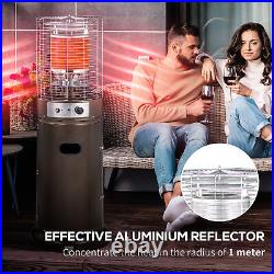 5-11kW Gas Patio Heater Outdoor Freestanding Propane Heater with Wheels, 137Hcm