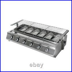 6Burners Gas LPG BBQ Grill Glass Shield Stainless Steel Outdoor Barbecue Cooking