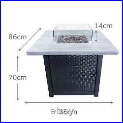 86cm Square Metal & Wood Propane Gas Fire Pit Outdoor Garden Patio Heater £499