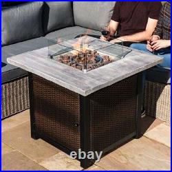 86cm Square Metal & Wood Propane Gas Fire Pit Outdoor Garden Patio Heater £499