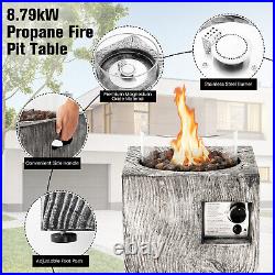 8.79 kW Propane Gas Fire Pit Table Outdoor Square Fire Table with Wind Guard