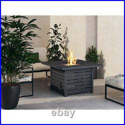 99CM Garden Patio Gas Fire Pit Heater Large Square Table with Rocks &Cover Outdoor