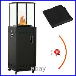 9KW Gas Patio Heater With Lava Rocks, Freestanding Real Flame Propane Heater