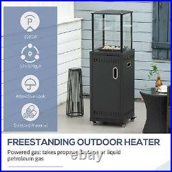 9KW Gas Patio Heater With Lava Rocks, Freestanding Real Flame Propane Heater