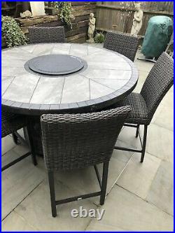 Agio Rattan Garden Table And Chairs / Patio Gas Fire Table & Chairs by Agio