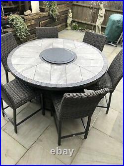 Agio Rattan Garden Table And Chairs / Patio Gas Fire Table & Chairs by Agio