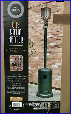 Alfresco Gas Garden Patio Heater 14KW Output Propane & Butane Wheeled New