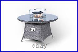 Arizona Gas Fire Pit Outdoor 4 Seater Round Rattan Dining Set