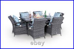Arizona Gas Fire Pit Outdoor 6 Seater Rectangle Rattan Dining Set