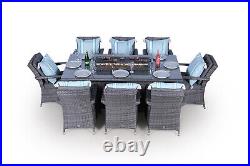 Arizona Gas Fire Pit Outdoor 8 Seater Rectangle Rattan Dining Set