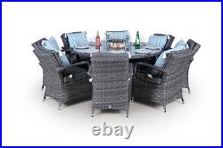 Arizona Gas Fire Pit Outdoor 8 Seater Round Rattan Dining Set