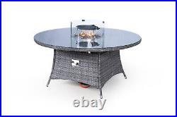 Arizona Gas Fire Pit Outdoor 8 Seater Round Rattan Dining Set