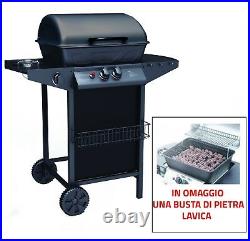 Barbecue Bbq A Gas Pietra Lavica Con Fornello Doppia Griglia E Bruciatore