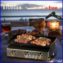 Big Horn Gas BBQ 3 Burner Griddle Plancha in Stainless Steel Portable