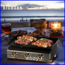 Big Horn Gas BBQ 3 Burner Griddle Plancha in Stainless Steel Portable