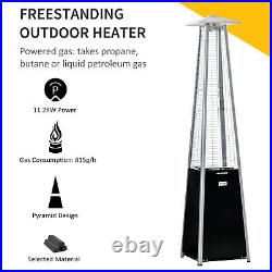 Black 11.2KW Outdoor Patio Freestanding Pyramid Gas Heater with Regulator, Hose