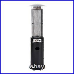 Black Cylinder Outdoor Gas Patio Garden Heater With Wheels + Reg & Hose + Cover