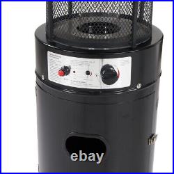 Black Cylinder Outdoor Gas Patio Garden Heater With Wheels + Reg & Hose + Cover