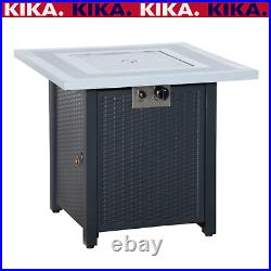 Black Metal Outdoor Fire Pit Table Garden Dining Table Lid Gas Patio Heater Grey