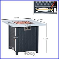 Black Metal Outdoor Fire Pit Table Garden Dining Table Lid Gas Patio Heater Grey