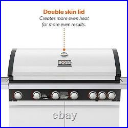 Boss Grill Alabama Elite 6 Burner Gas BBQ with Side Burner in Gloss White