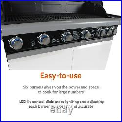 Boss Grill Alabama Elite 6 Burner Gas BBQ with Side Burner in Gloss White